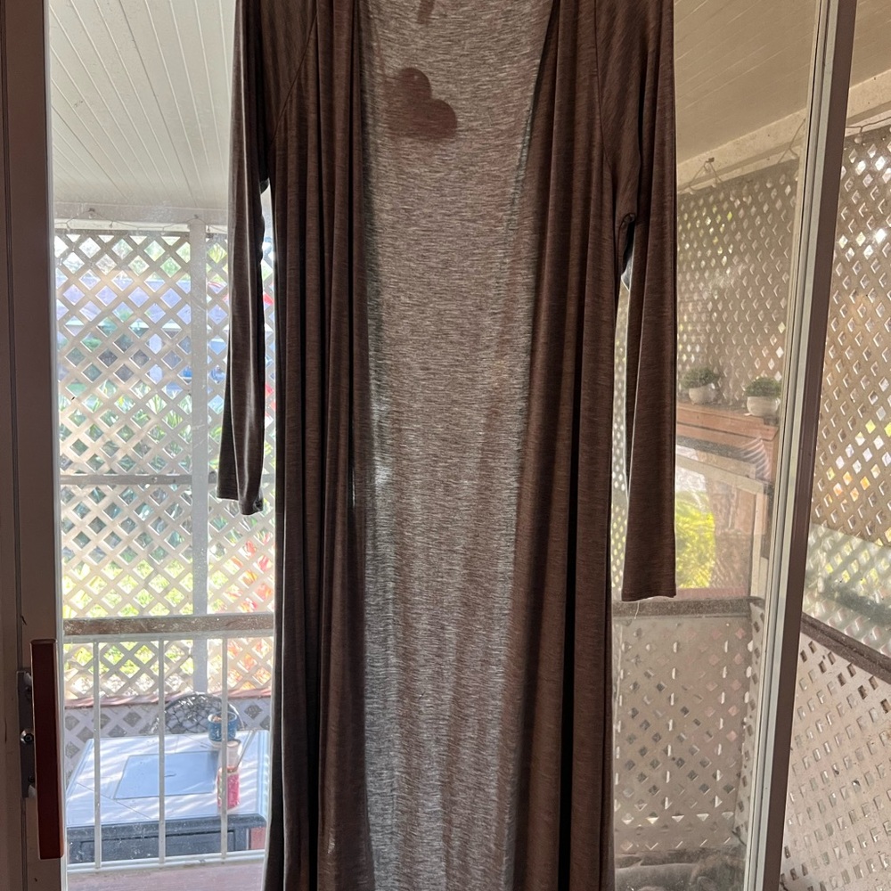 Long Brown and Gray Cardigan